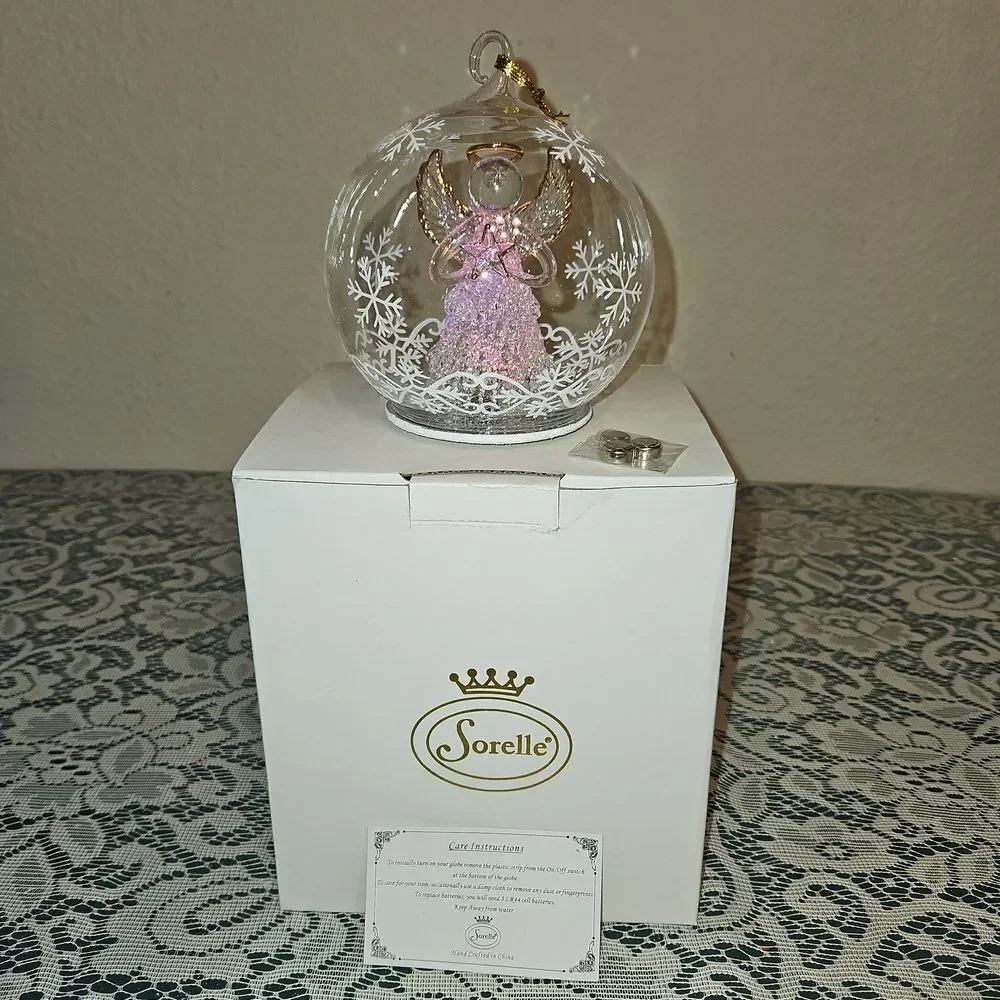 Vintage Soreele LED Lighted Glass Angel with Star Globe